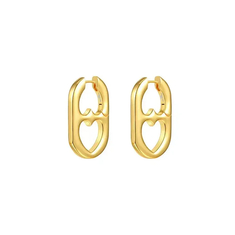 Fashion Korean Metal Elegant Hoop Earring Woman 2022 New Vintage Geometric Statement Earrings Jewelry Brincos Gift