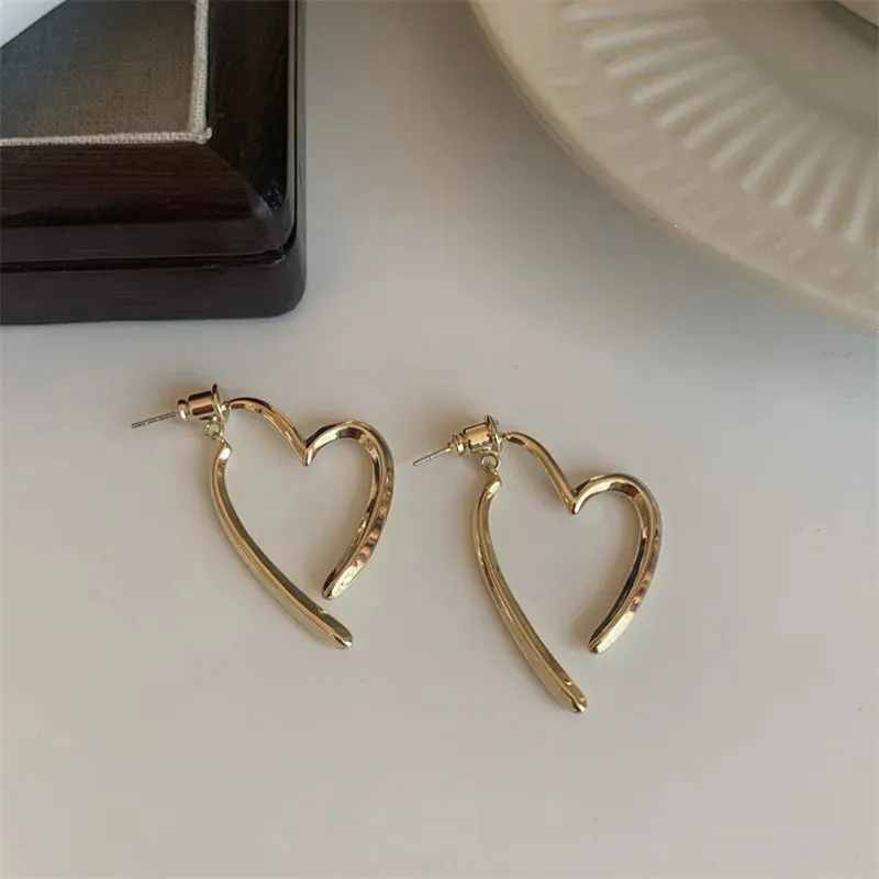 Fashion Korean Metal Elegant Hoop Earring Woman 2022 New Vintage Geometric Statement Earrings Jewelry Brincos Gift