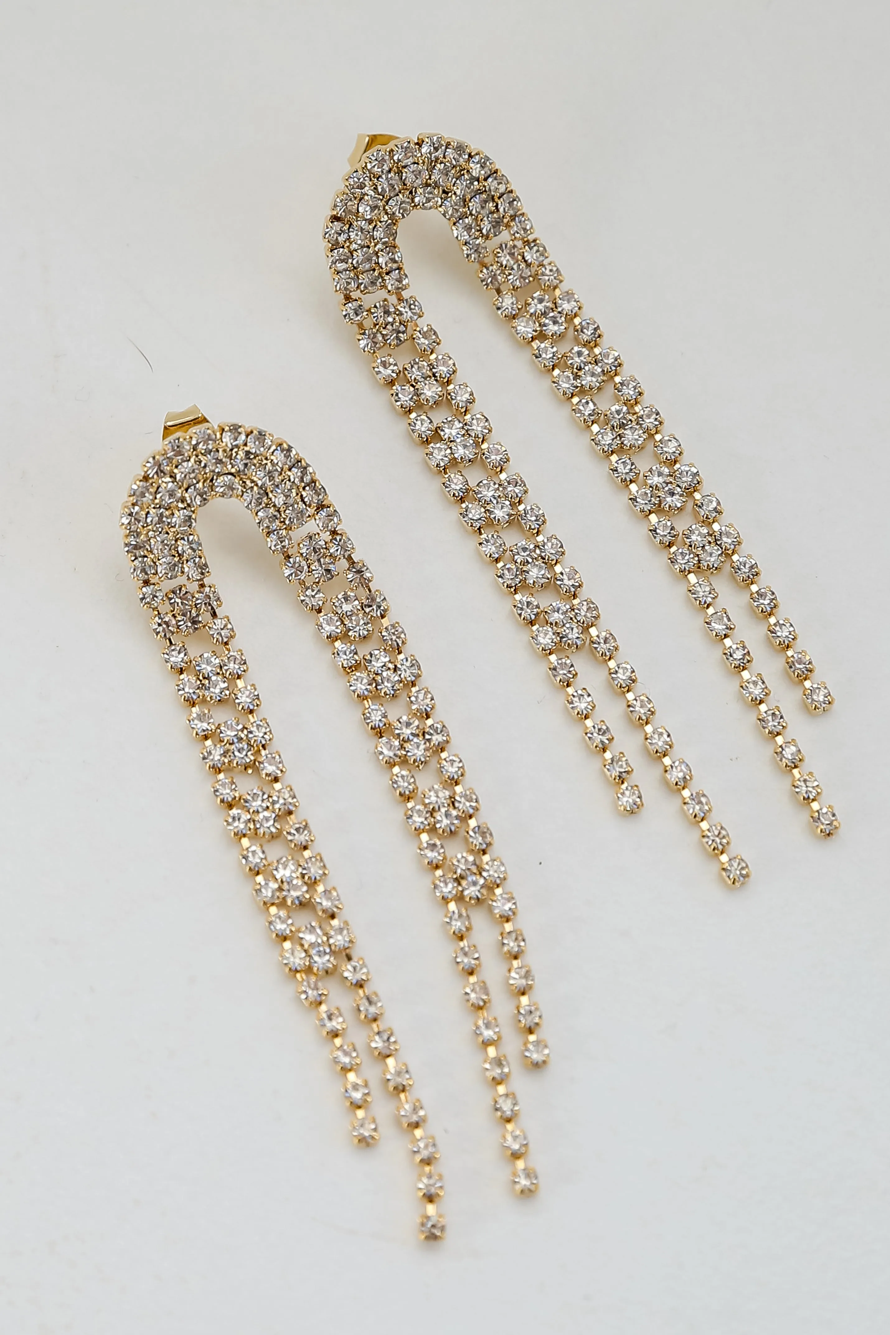 FINAL SALE - Alexa Gold Rhinestone Fringe Earrings