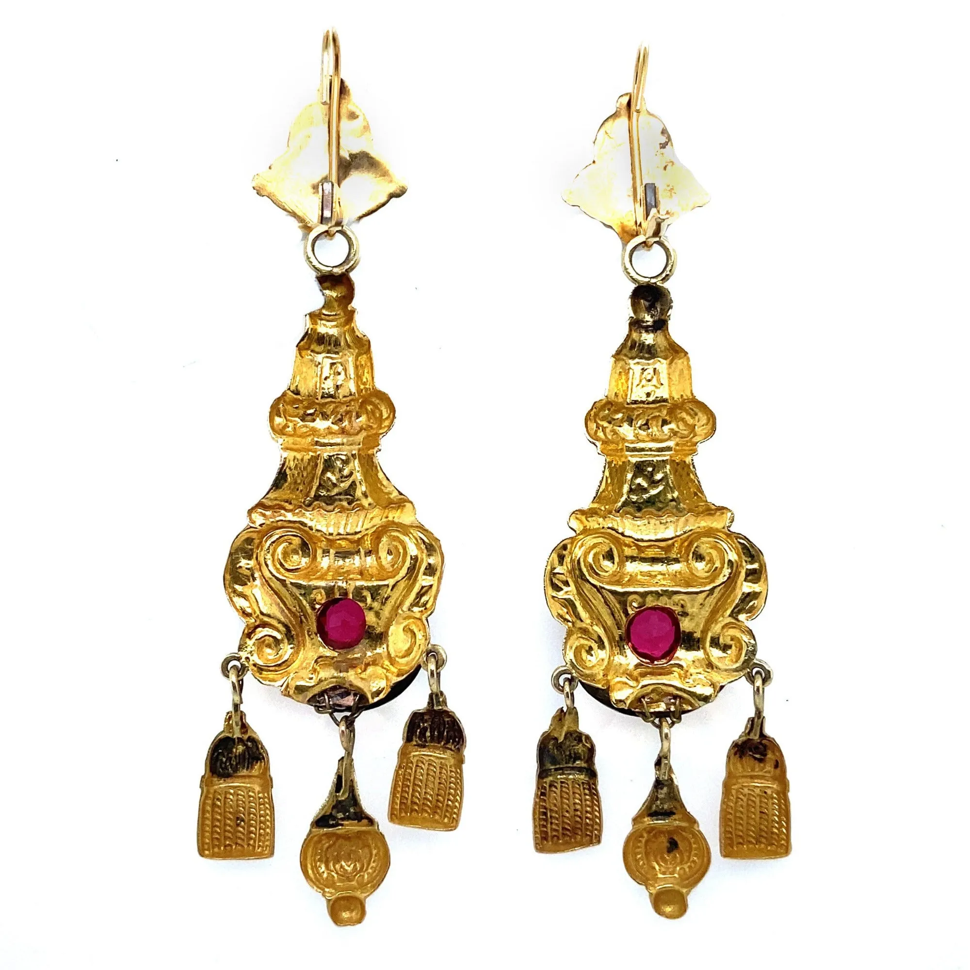 Georgian gold enamelled tassel earrings