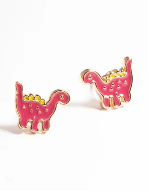 Gold Dinosaur Stud Earrings