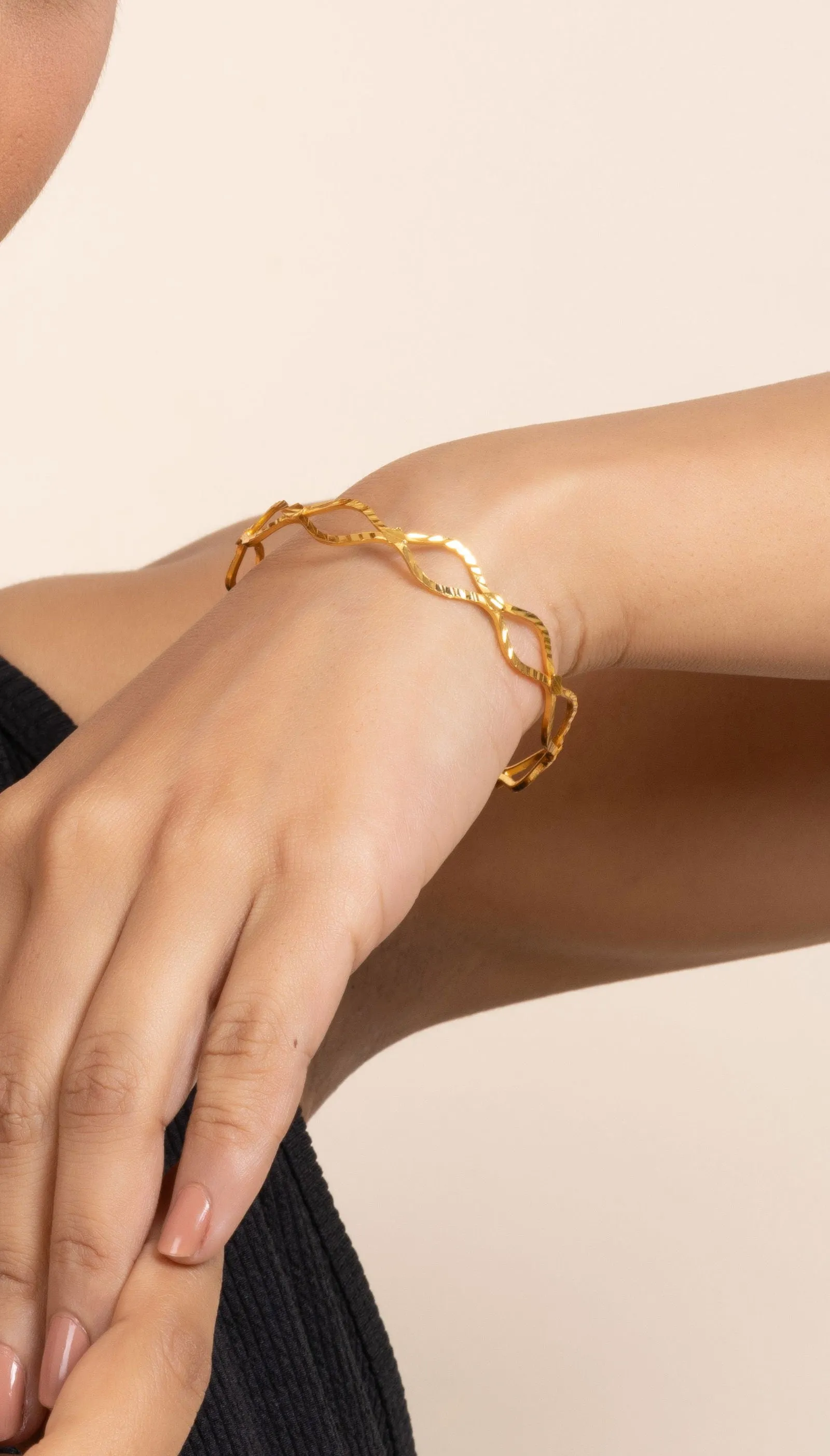 Gold Plated Designer Bangle with Intricate Detailing - Copper Jewelry for All Occasions