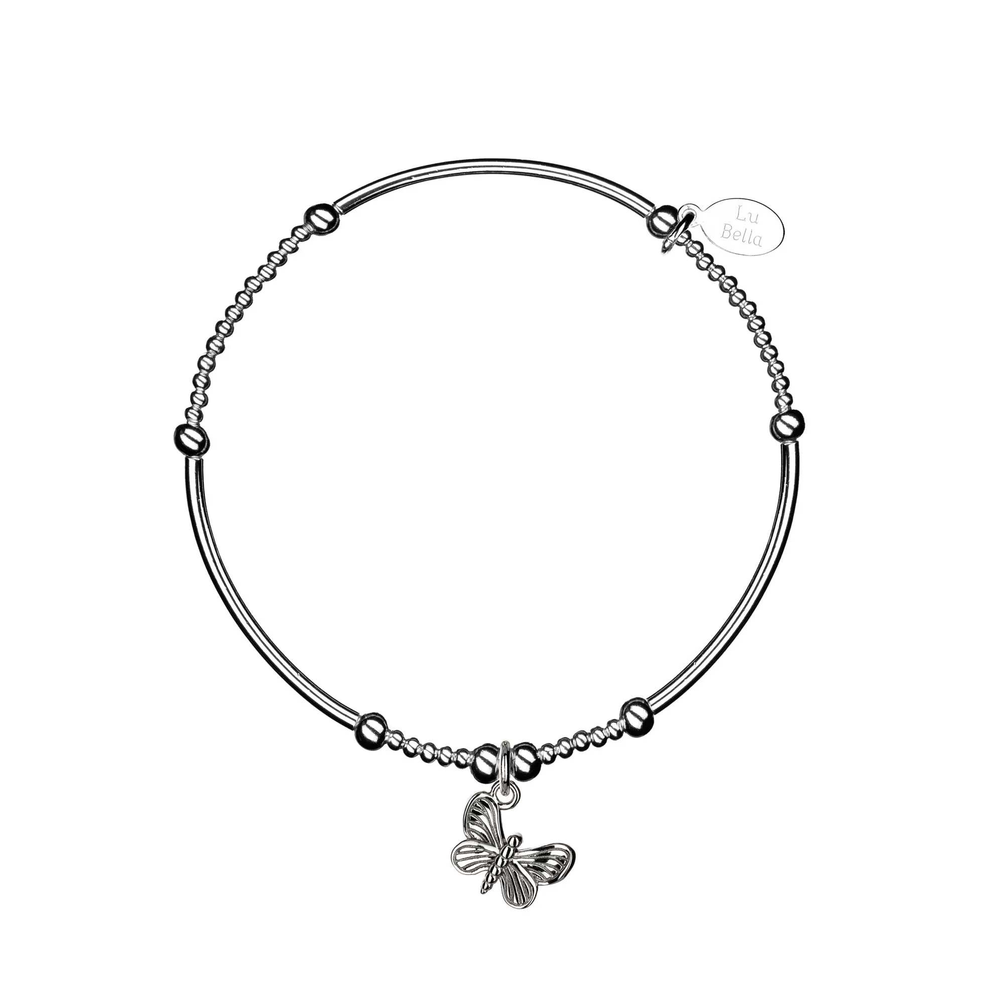 Graceful Butterfly Sterling Silver Stacking Bracelet