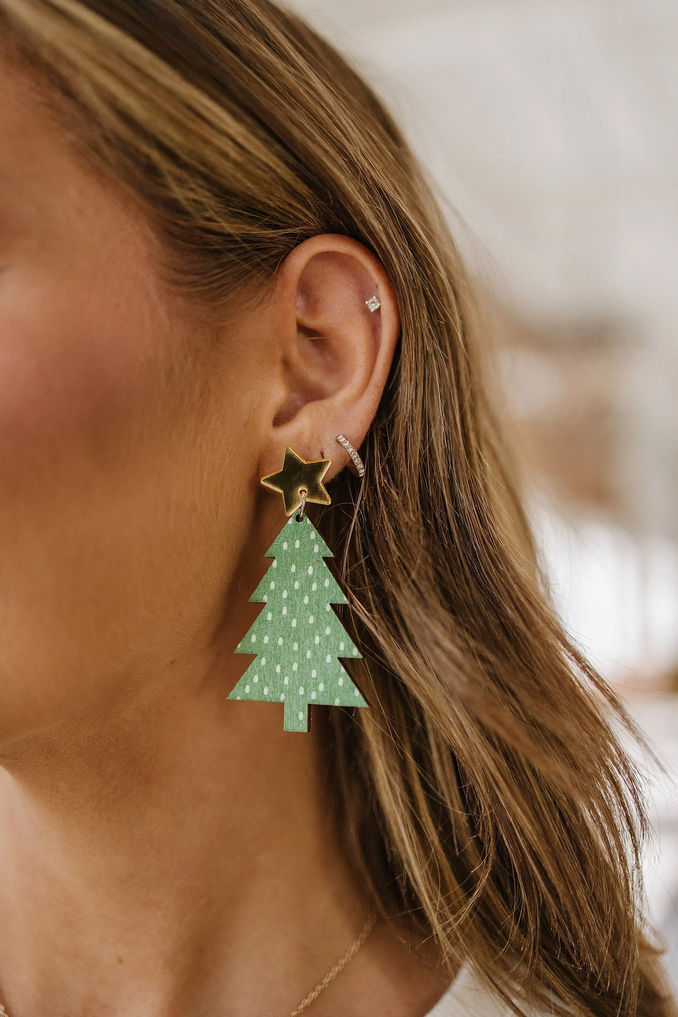 Green Christmas Tree Dangle Earrings | PRE ORDER