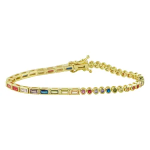 Half Rainbow Bezel Tennis Bracelet