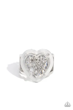 Hallmark Heart - White Ring - Paparazzi Accessories