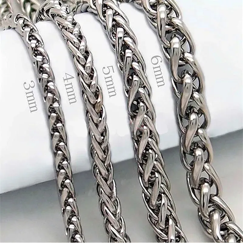 HNSP STAINLESS STEEL TWIST CHAINS NECKLACE FOR Men Women Jewelry 50cm-120cm Pendant Chain Accessories