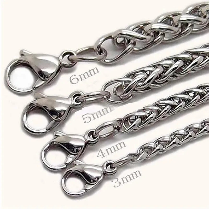 HNSP STAINLESS STEEL TWIST CHAINS NECKLACE FOR Men Women Jewelry 50cm-120cm Pendant Chain Accessories