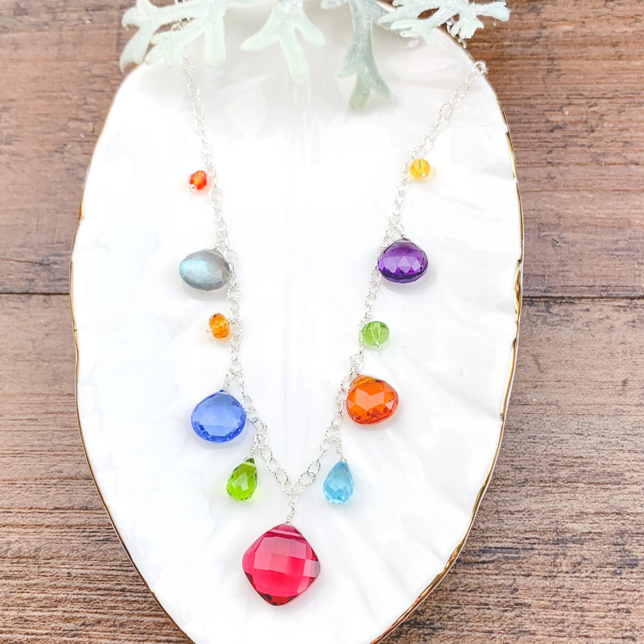 Instant Classic New Zina Colorful Gemstone Necklace