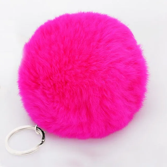 Lovely Artificial Fluffy Rabbit Ear Fur Ball Key Chain Rings Pendant Cute Pompom Rabbit Fur Keychain Women Car Bag Key Ring