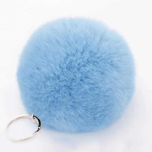 Lovely Artificial Fluffy Rabbit Ear Fur Ball Key Chain Rings Pendant Cute Pompom Rabbit Fur Keychain Women Car Bag Key Ring