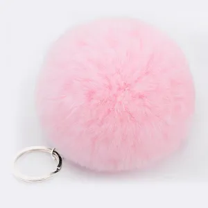 Lovely Artificial Fluffy Rabbit Ear Fur Ball Key Chain Rings Pendant Cute Pompom Rabbit Fur Keychain Women Car Bag Key Ring