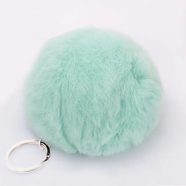 Lovely Artificial Fluffy Rabbit Ear Fur Ball Key Chain Rings Pendant Cute Pompom Rabbit Fur Keychain Women Car Bag Key Ring