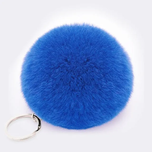 Lovely Artificial Fluffy Rabbit Ear Fur Ball Key Chain Rings Pendant Cute Pompom Rabbit Fur Keychain Women Car Bag Key Ring