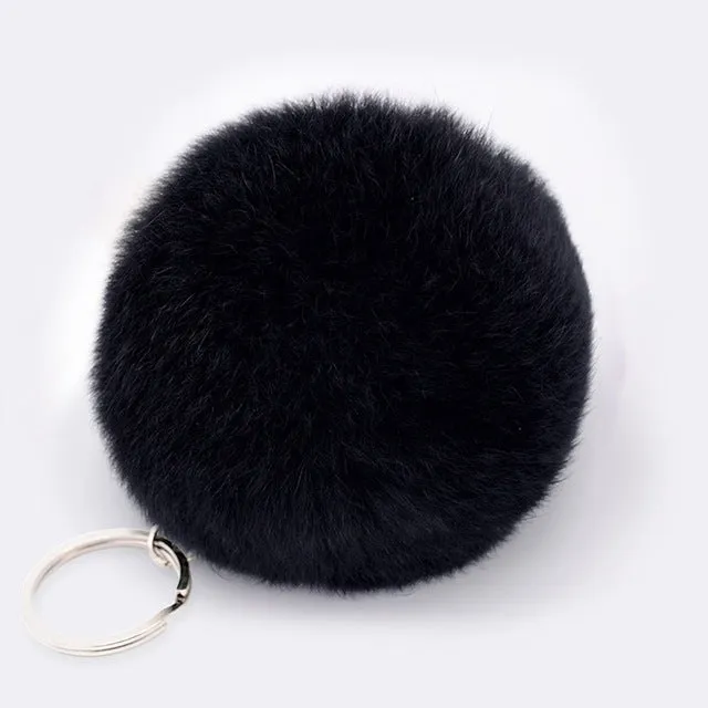 Lovely Artificial Fluffy Rabbit Ear Fur Ball Key Chain Rings Pendant Cute Pompom Rabbit Fur Keychain Women Car Bag Key Ring