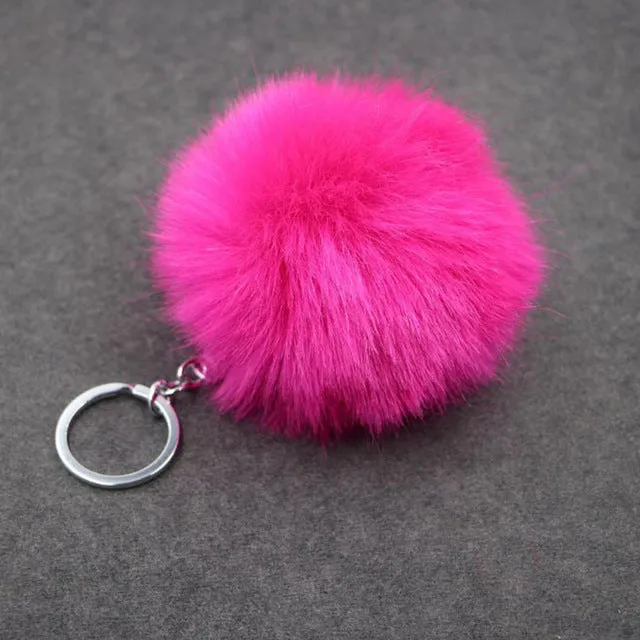 Lovely Trinkets Rabbit Ear Fur Ball Key Chain Rings Pendant Cute Pompom Artificial Bunny Fur Keychain Women Car Bag Key Ring