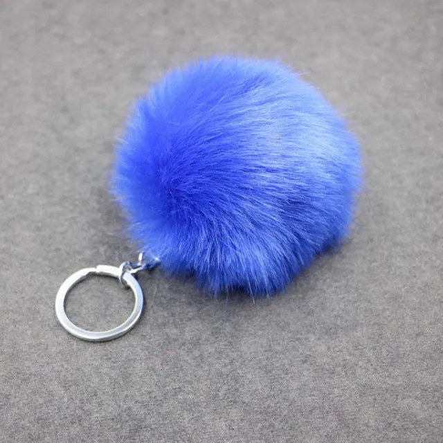 Lovely Trinkets Rabbit Ear Fur Ball Key Chain Rings Pendant Cute Pompom Artificial Bunny Fur Keychain Women Car Bag Key Ring