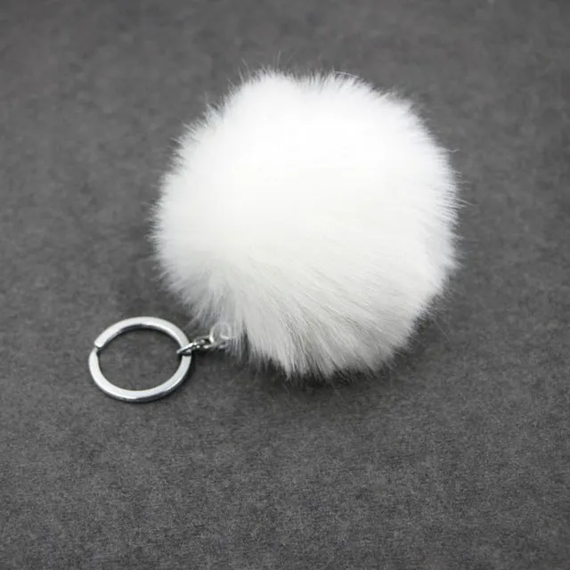 Lovely Trinkets Rabbit Ear Fur Ball Key Chain Rings Pendant Cute Pompom Artificial Bunny Fur Keychain Women Car Bag Key Ring