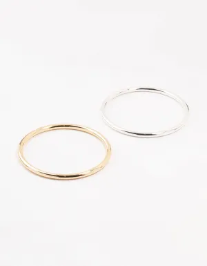 Mixed Metals Round Bangles 2-Pack