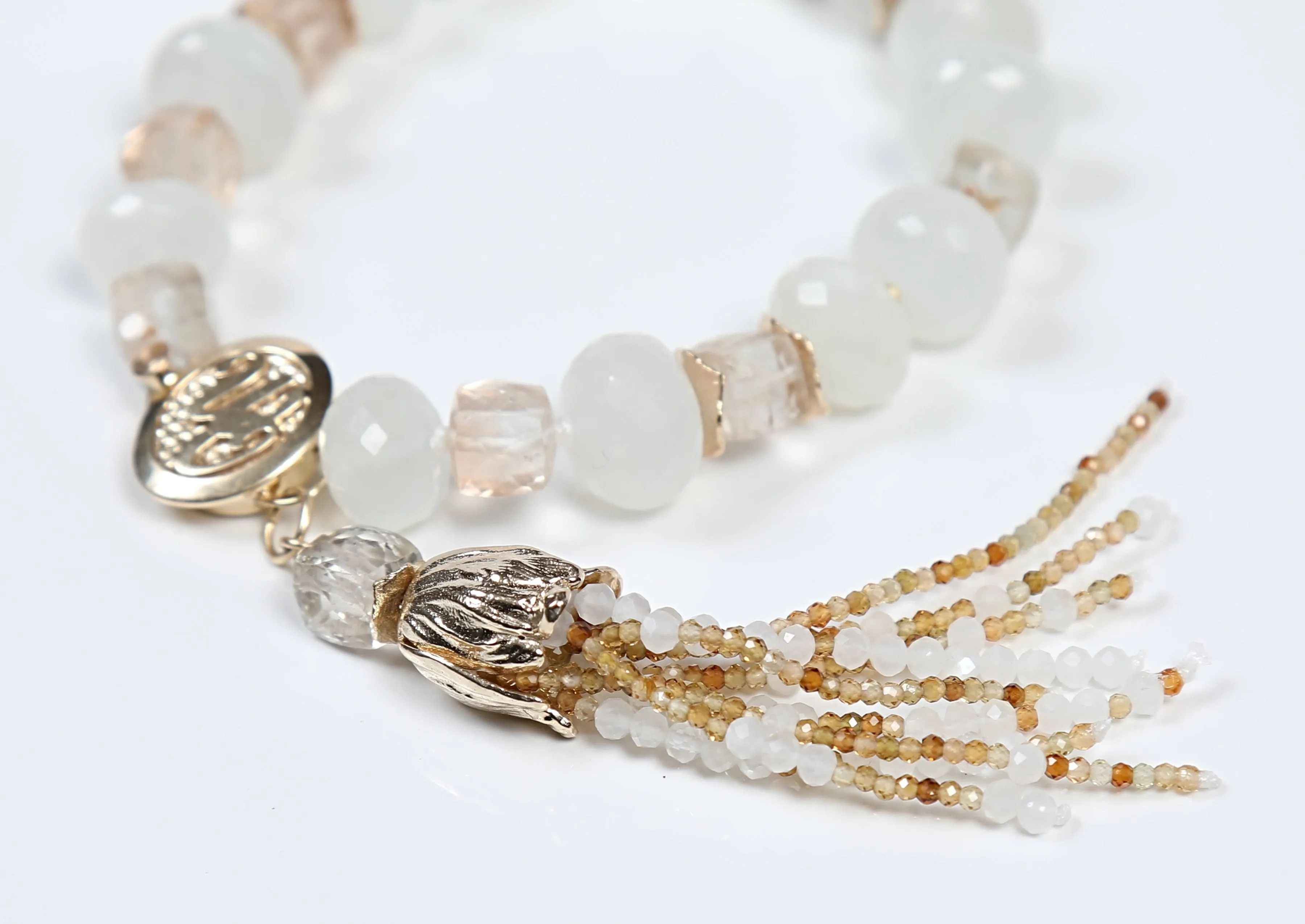 Moonstone, Precious Topaz, and Gold Bracelet