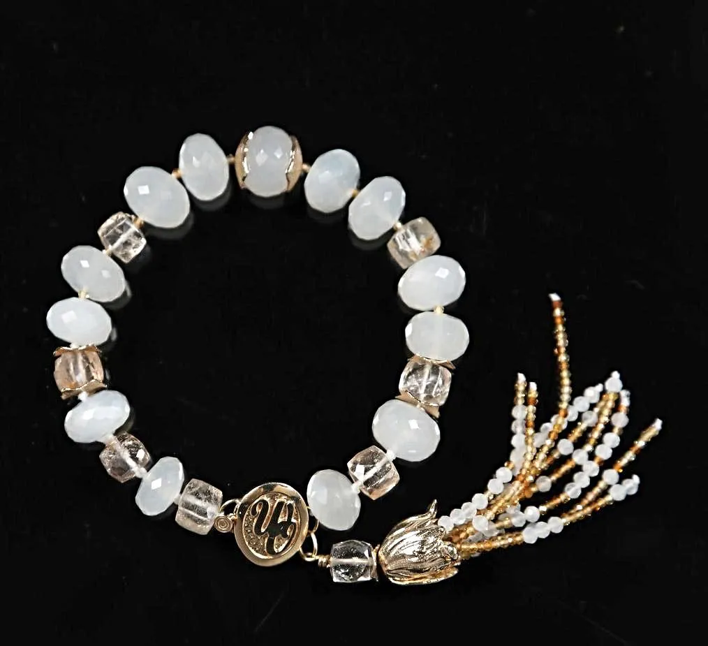 Moonstone, Precious Topaz, and Gold Bracelet