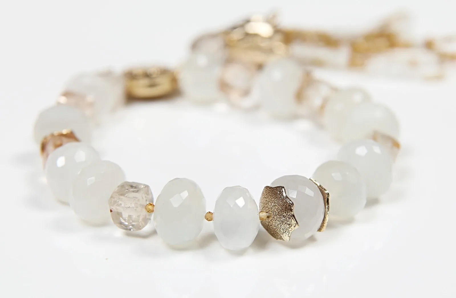 Moonstone, Precious Topaz, and Gold Bracelet