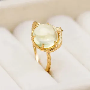 Natural Quartz Ring For Women Gemstone Ring 925 Sterling Silver Gold Vermeil Fine Jewelry Gift Vintage 3D Cute Cat