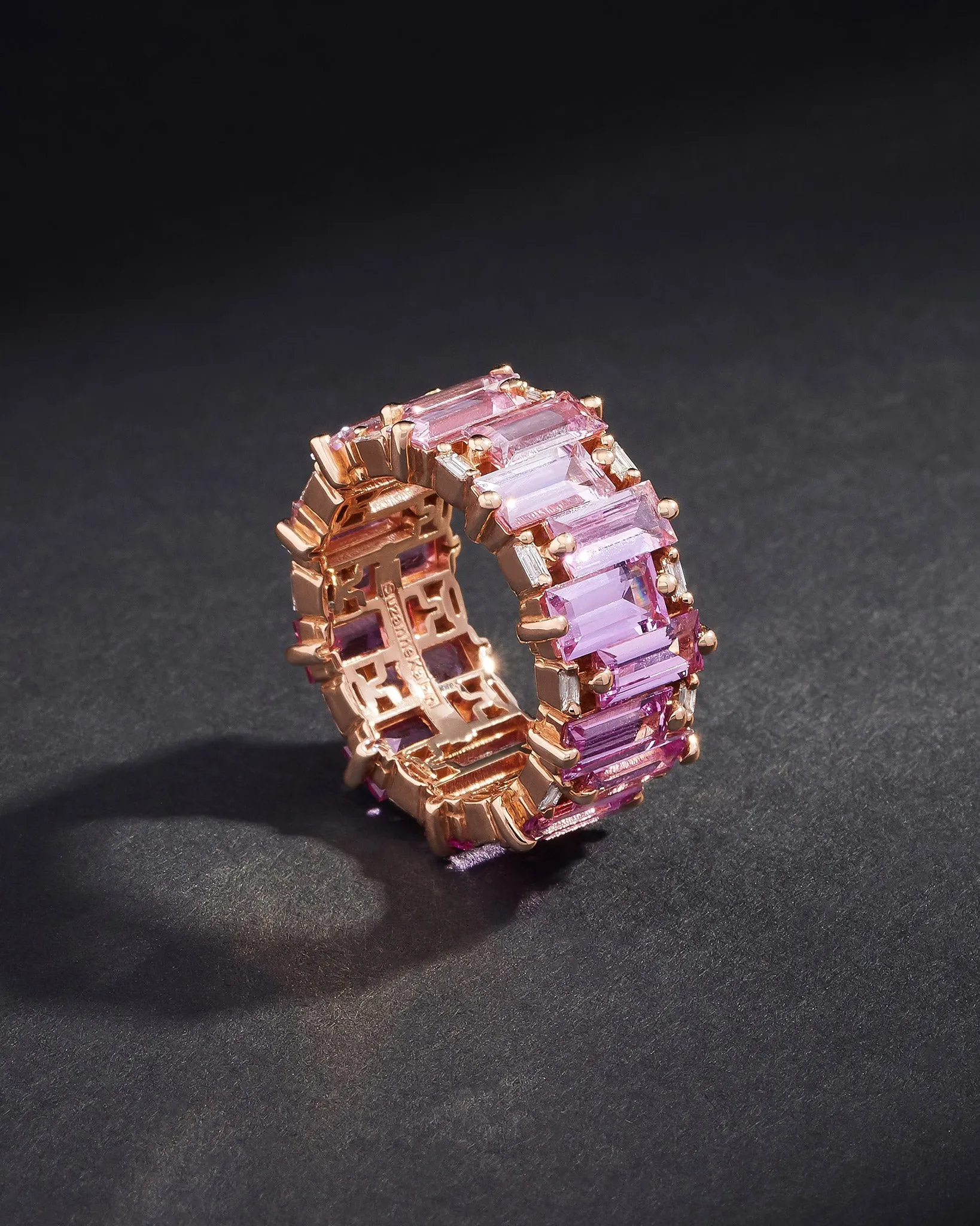 One of a Kind Royal Pink Ombre Sapphire Eternity Band