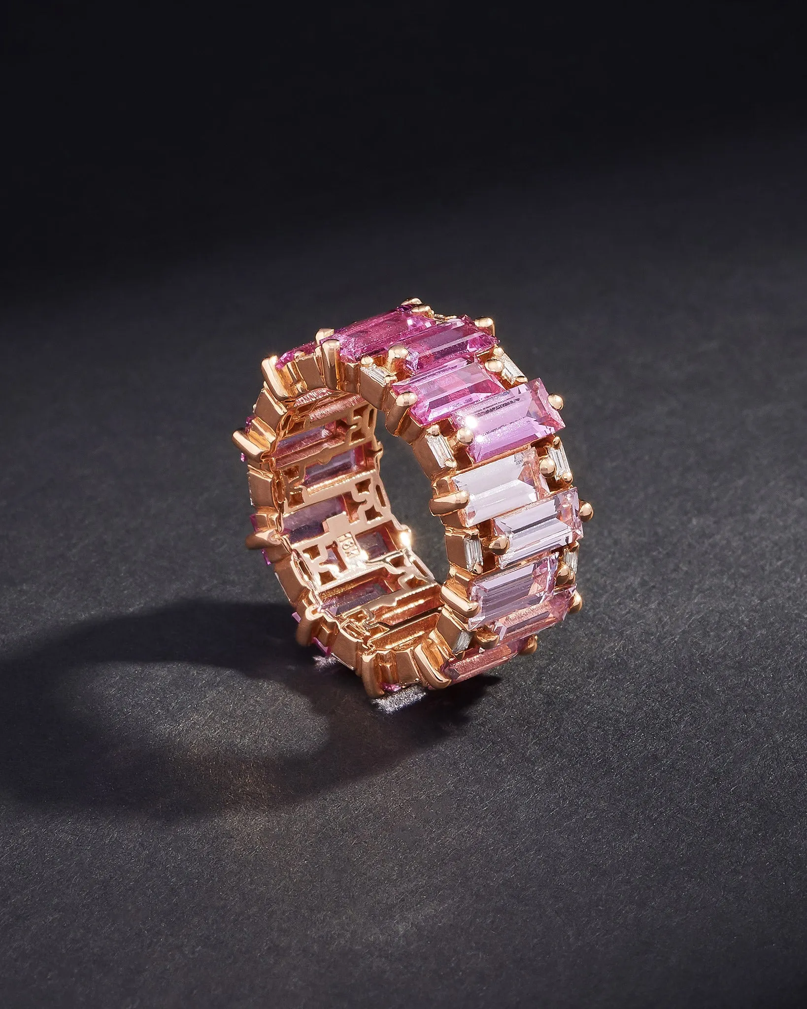 One of a Kind Royal Pink Ombre Sapphire Eternity Band