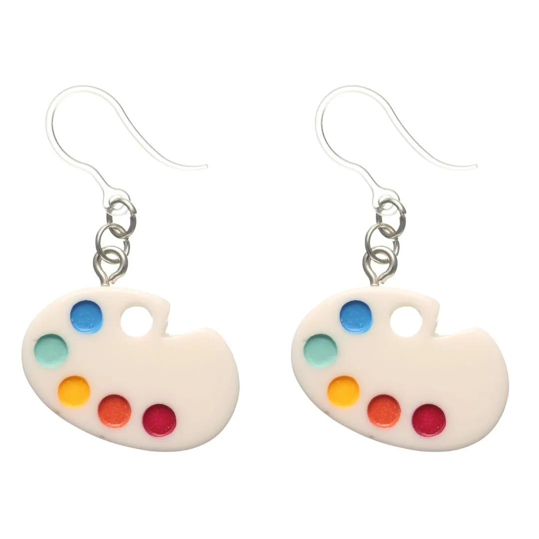 Paint Palette Dangles Hypoallergenic Earrings for Sensitive Ears Made with Plastic Posts