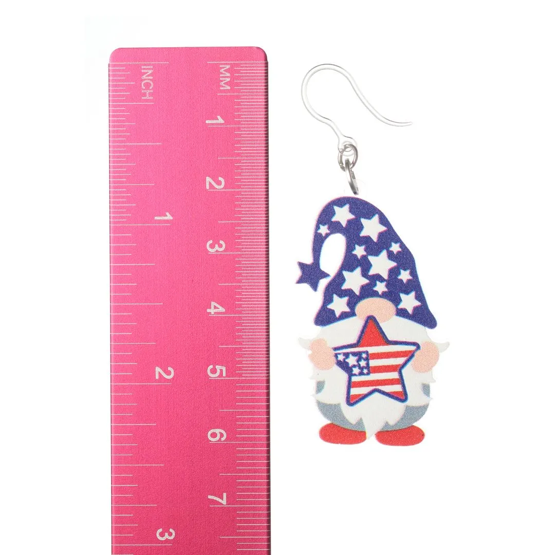 Patriotic Gnome Dangles Hypoallergenic Earrings for Sensitive Ears Made with Plastic Posts