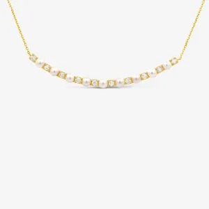 Pearl & Diamond Curve Necklace