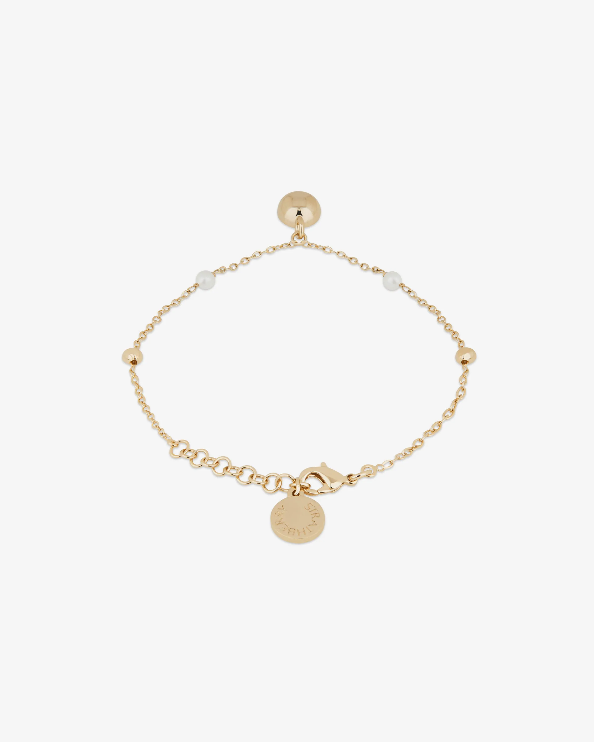 Pearl Chain Bracelet - 22 Carat Gold Gilded