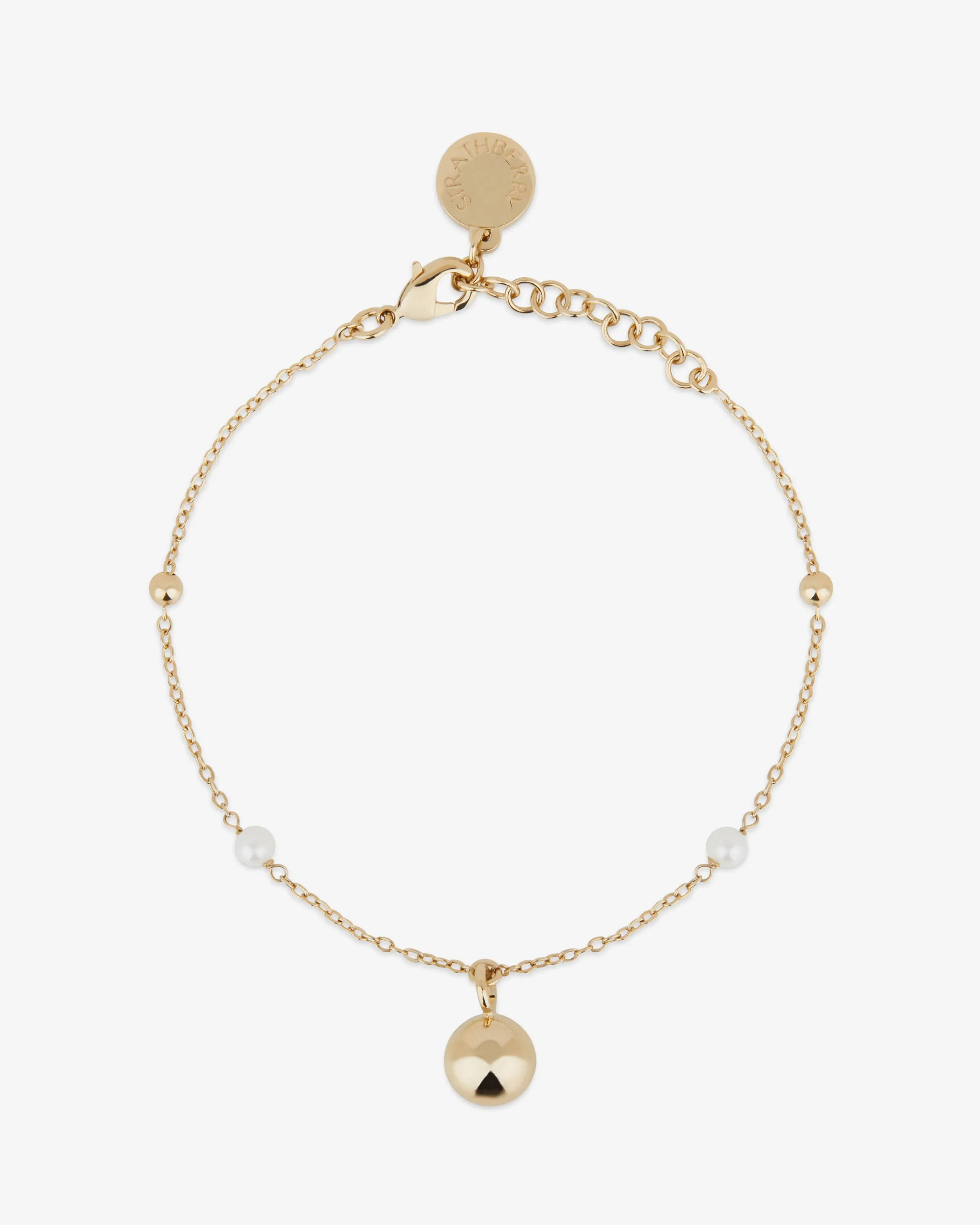 Pearl Chain Bracelet - 22 Carat Gold Gilded