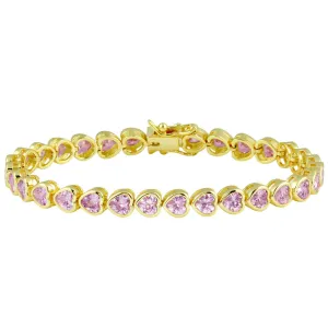 Pink Bezel Heart Tennis Bracelet