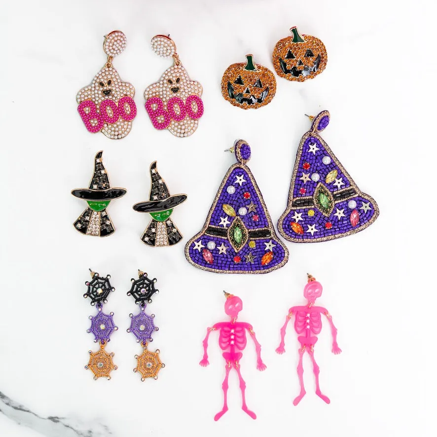 Pink Skeleton Earrings