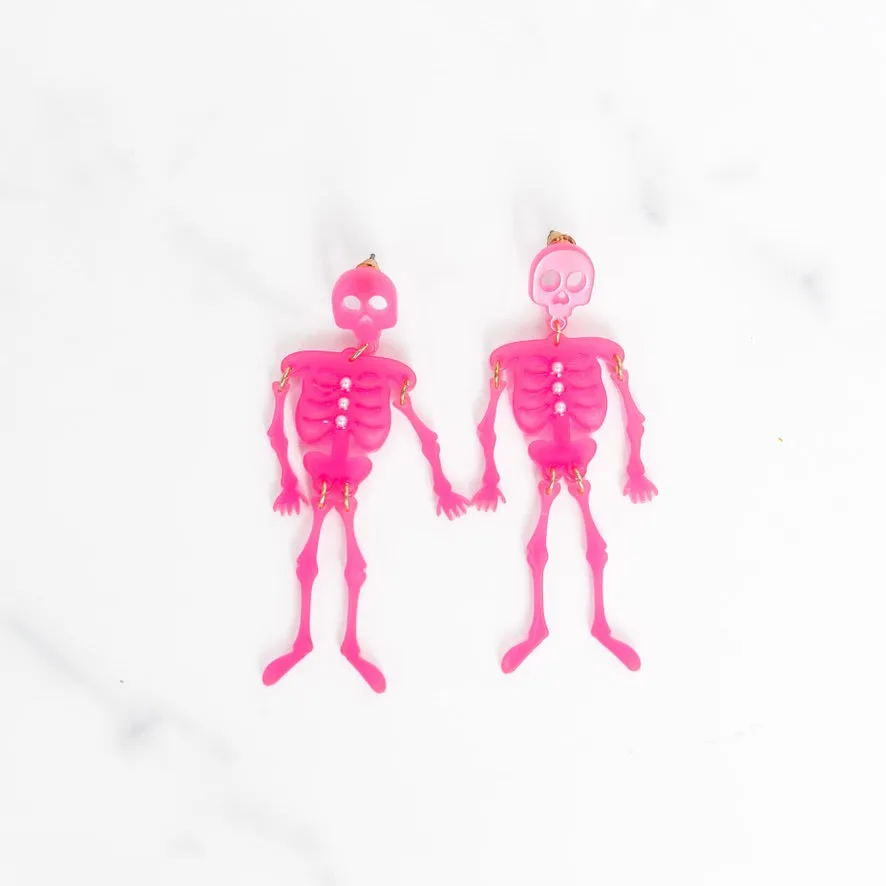 Pink Skeleton Earrings