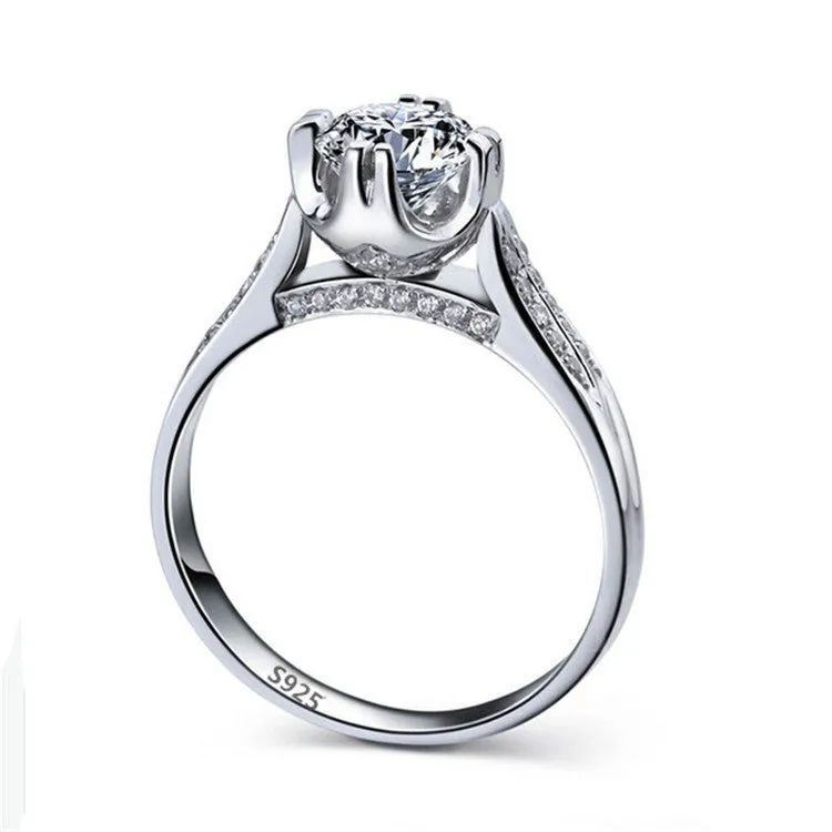 Platinum Sterling Silver Ring and Cubic Zirconia Ring Romantic Wedding Rings