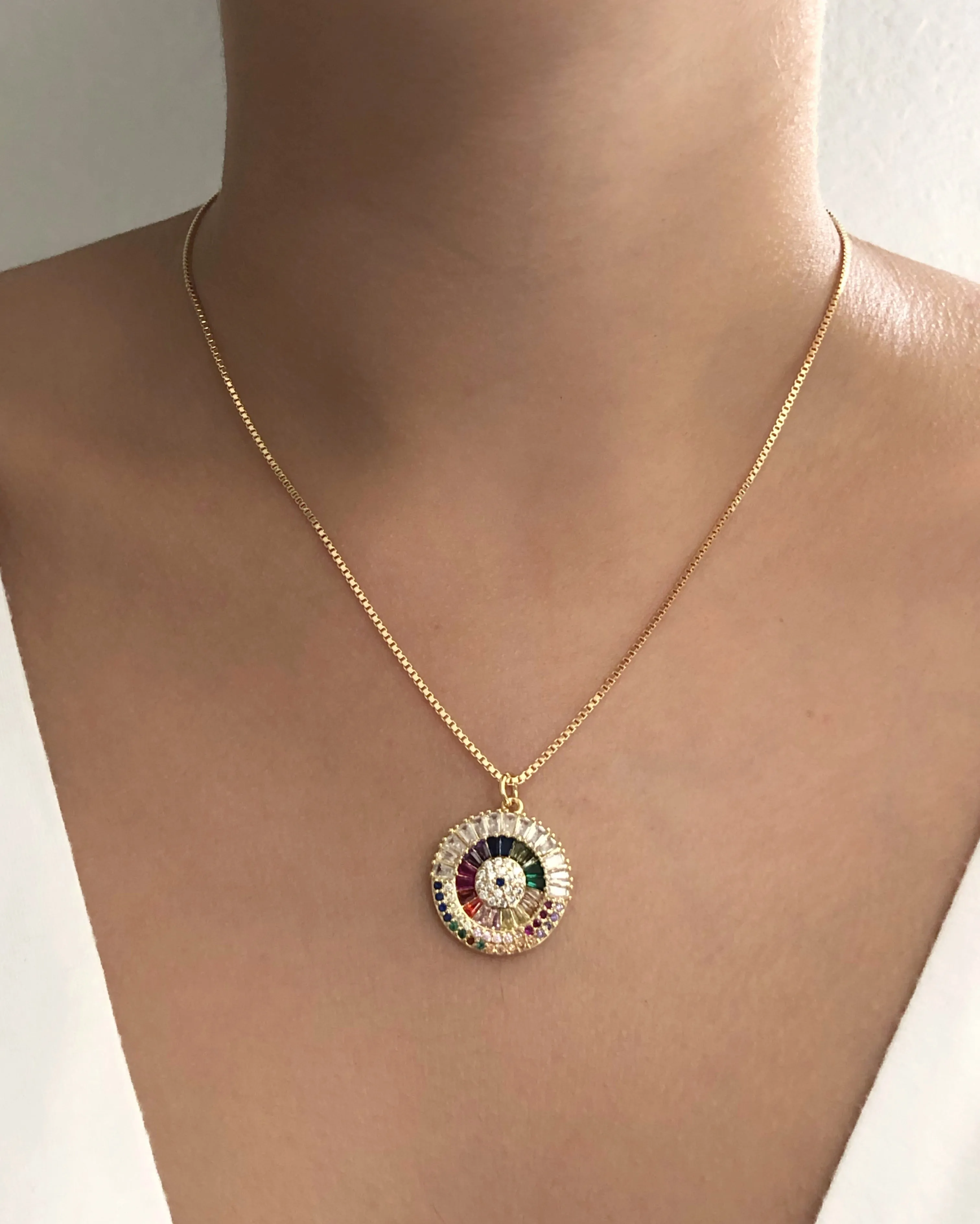 Rainbow Evil Eye Necklace Lucky Charm Jewish Gift Protection Jewelry