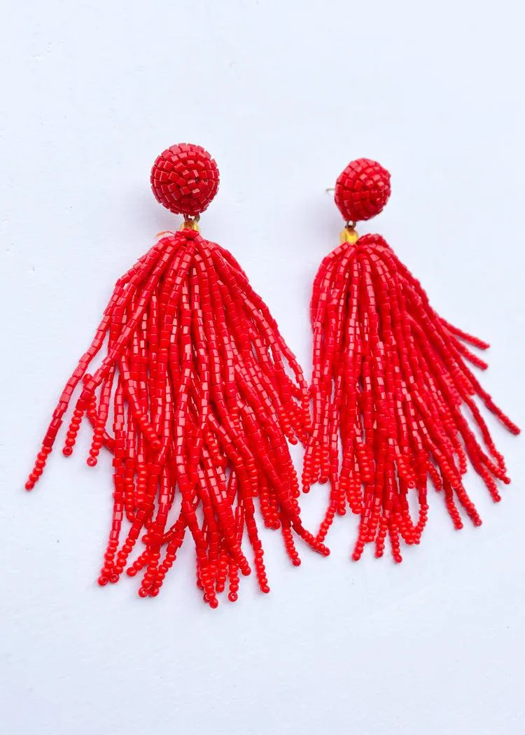 Ravello Fringe Drops- Red