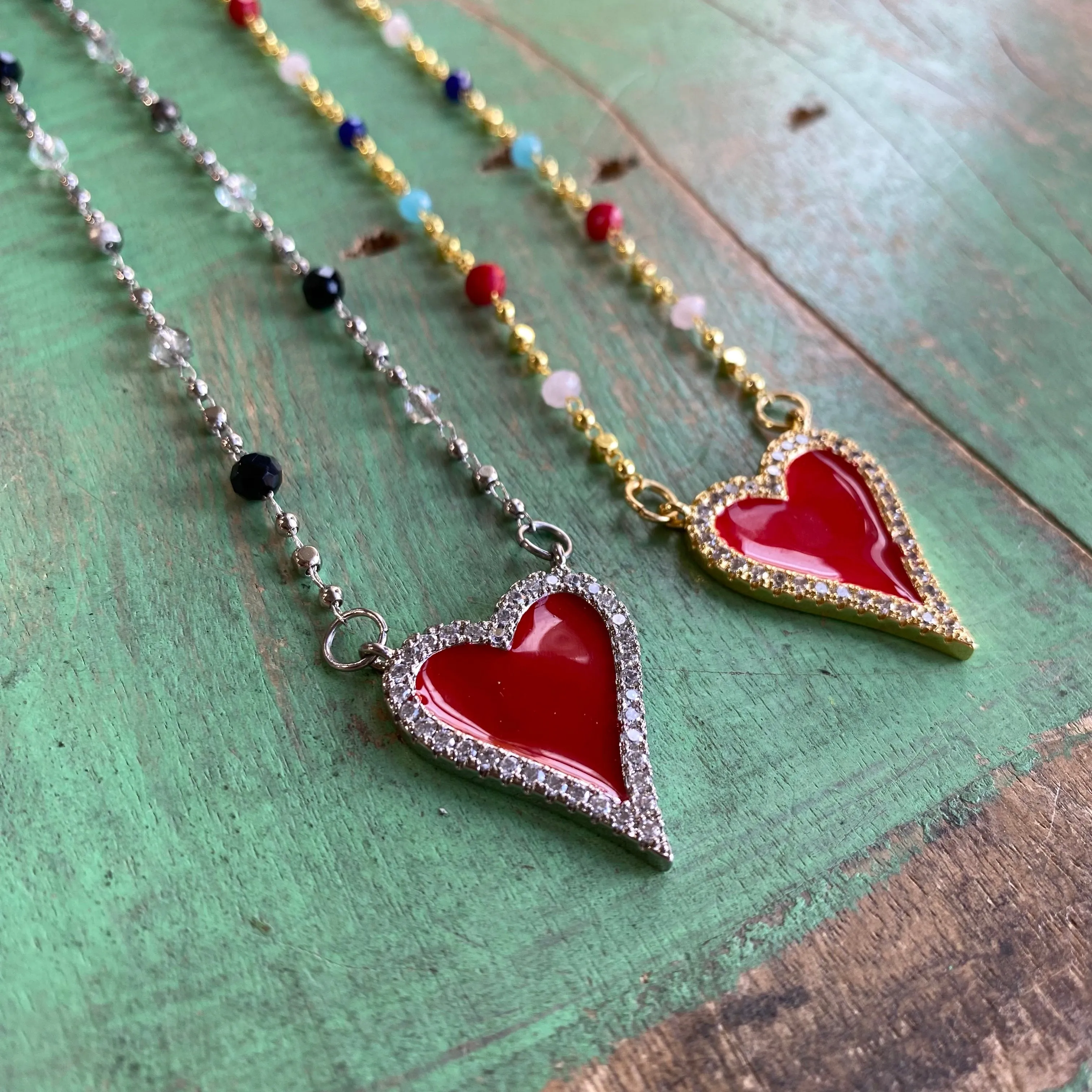 Red Heart Crystal Necklaces