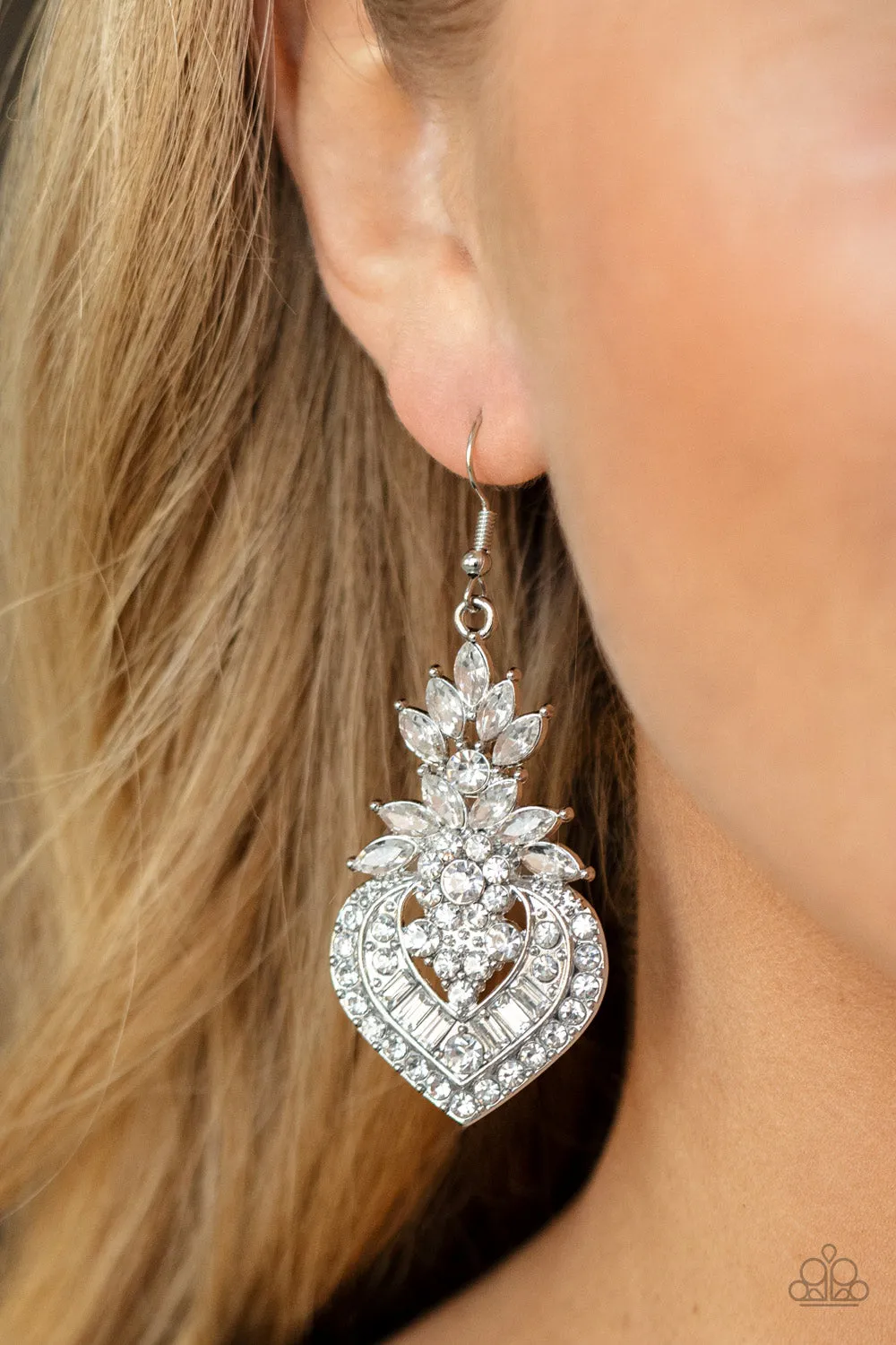 Royal Hustle - White Earrings - Paparazzi Accessories