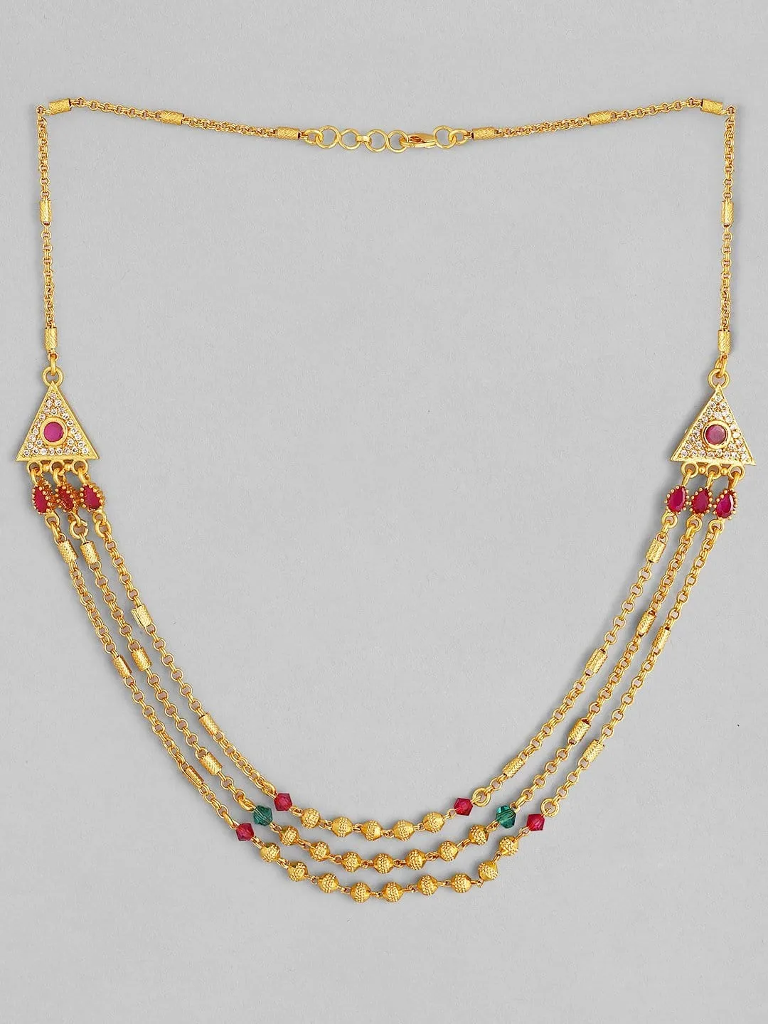 Rubans 22K Gold Plated Handcrafted Layered Beaded Chain Necklace