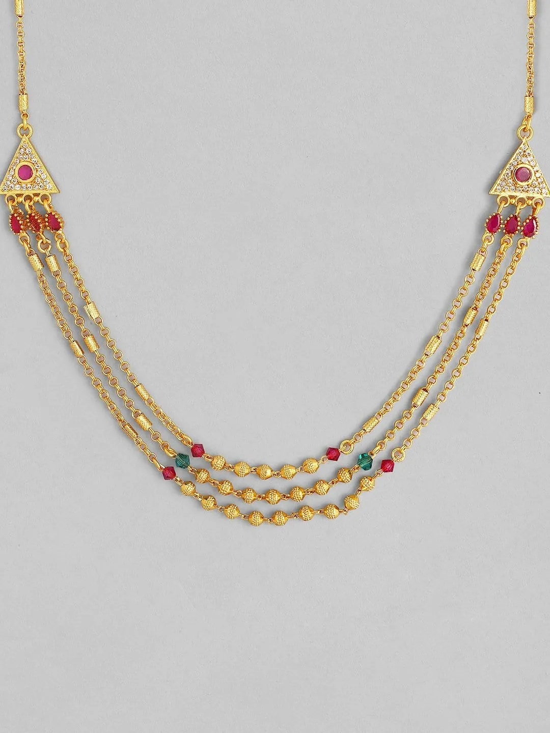 Rubans 22K Gold Plated Handcrafted Layered Beaded Chain Necklace