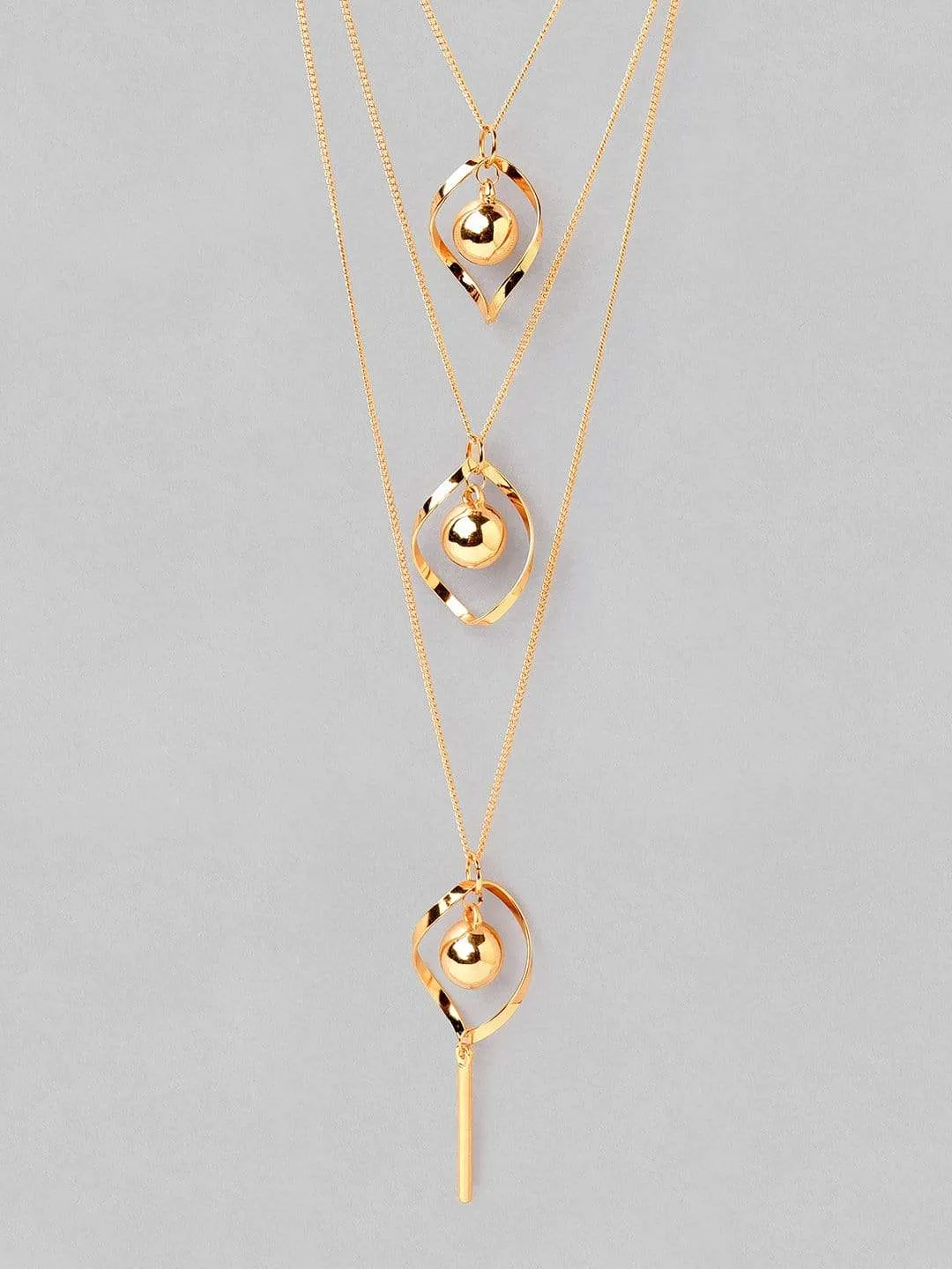 Rubans Gold Plated Multi Layer Chain Necklace