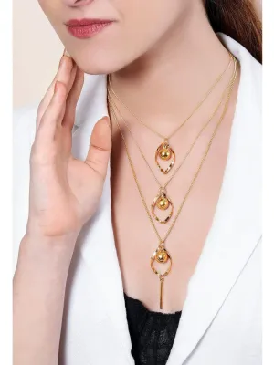 Rubans Gold Plated Multi Layer Chain Necklace