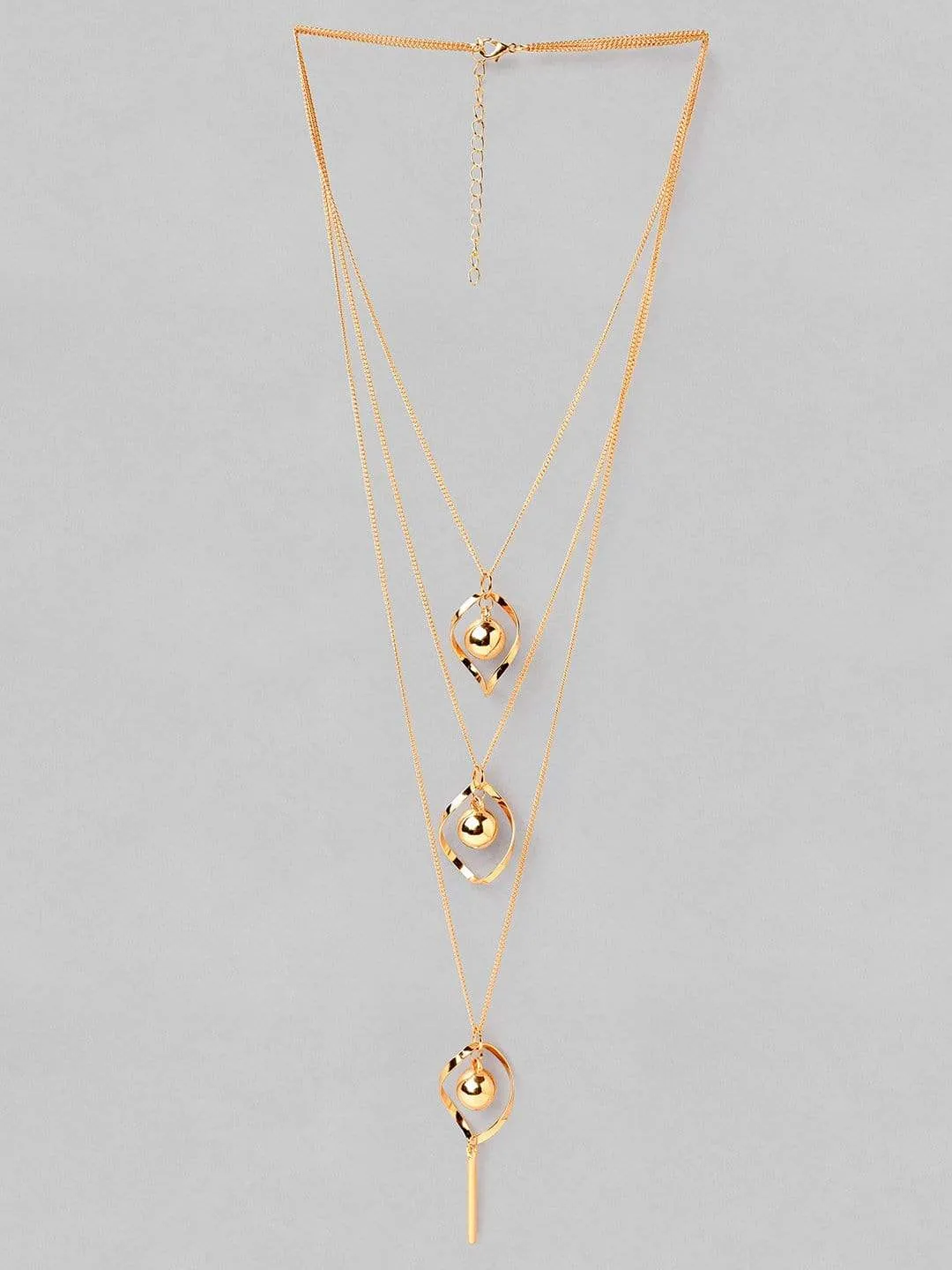 Rubans Gold Plated Multi Layer Chain Necklace