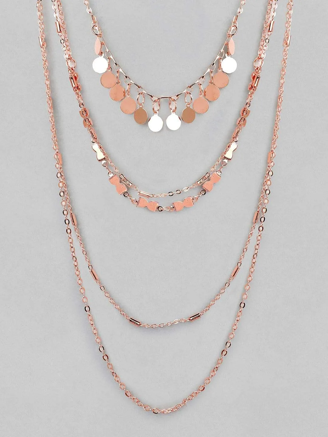 Rubans Rose Gold Plated Handcrafted Multi Layer Necklace