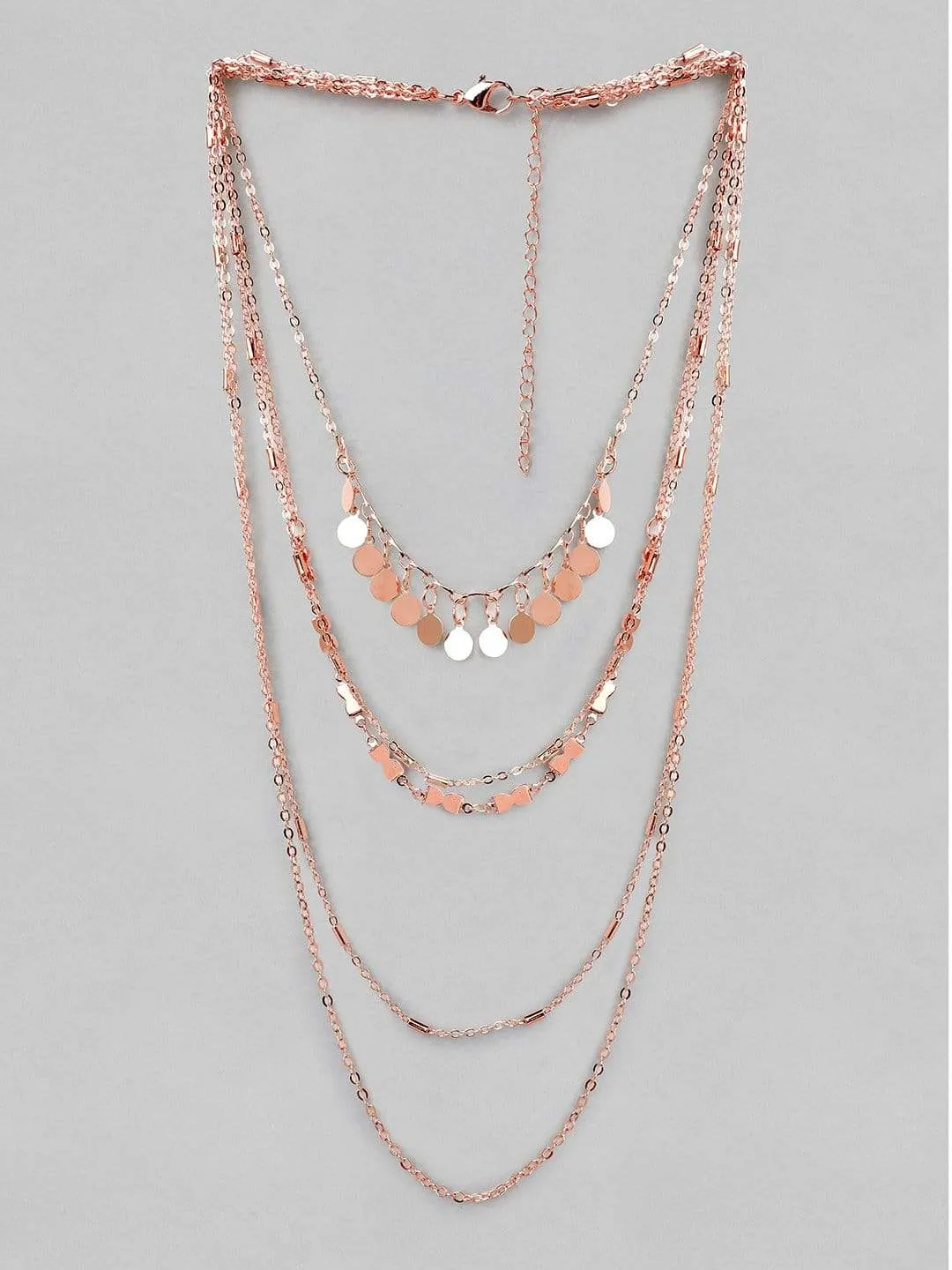 Rubans Rose Gold Plated Handcrafted Multi Layer Necklace