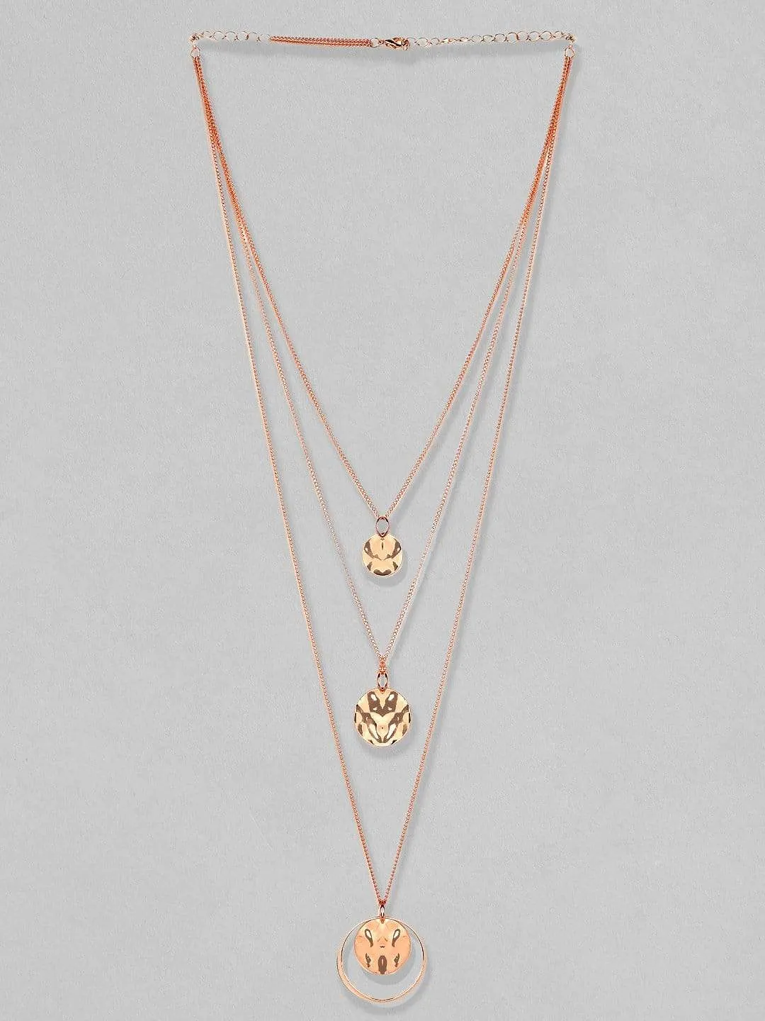 Rubans Rose Gold Plated Multi Layer Chain Necklace